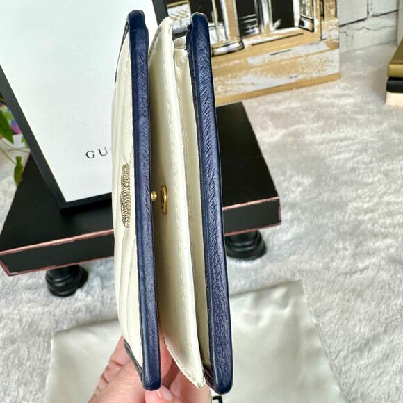 Gucci Marmont cream and blue Leather Compact Wallet RARE! - Picture 7 of 16